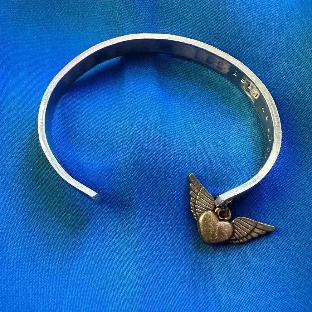 Get Your Brave On Silver Cuff Bracelet with Winged Accent - Picture 1 of 2